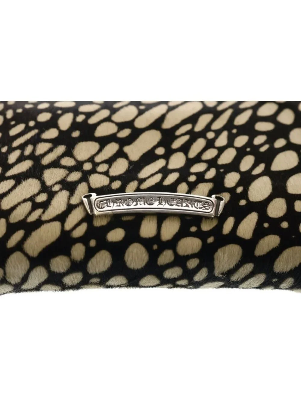 Chrome Hearts Rec Zip Mini Round Zip Calf Hair Leather Wallet Black White